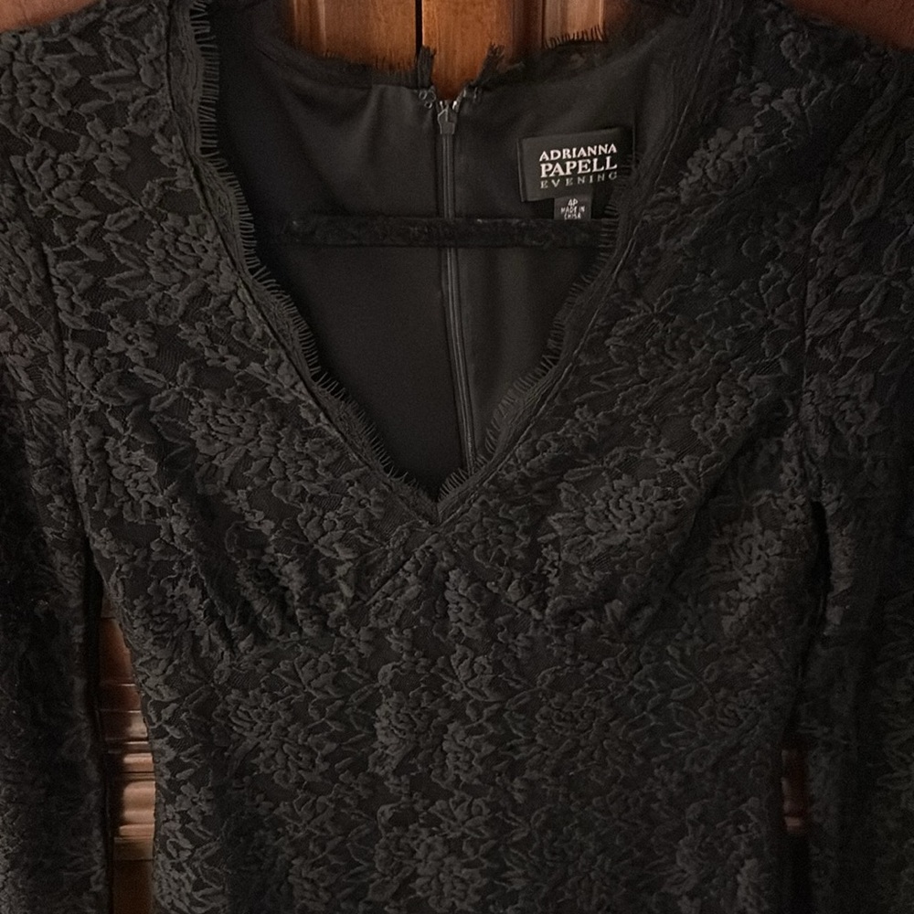 Adrianna Papell Elegant Black Lace Dress/Size 4P - Picture 2 of 4
